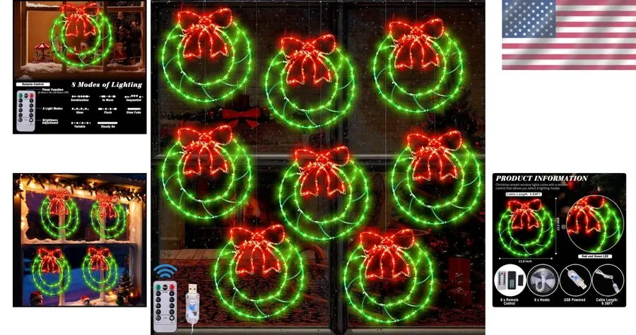Льдогенератор Christmas Silhouette Lights 13.5in, 80 LEDs & Suction Cup Hanging