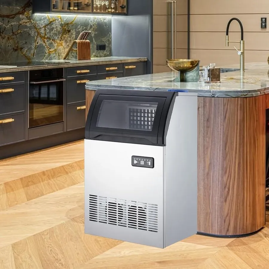 Льдогенератор Stainless Steel Ice Maker Machine 155LB/24H Commercial Countertop 