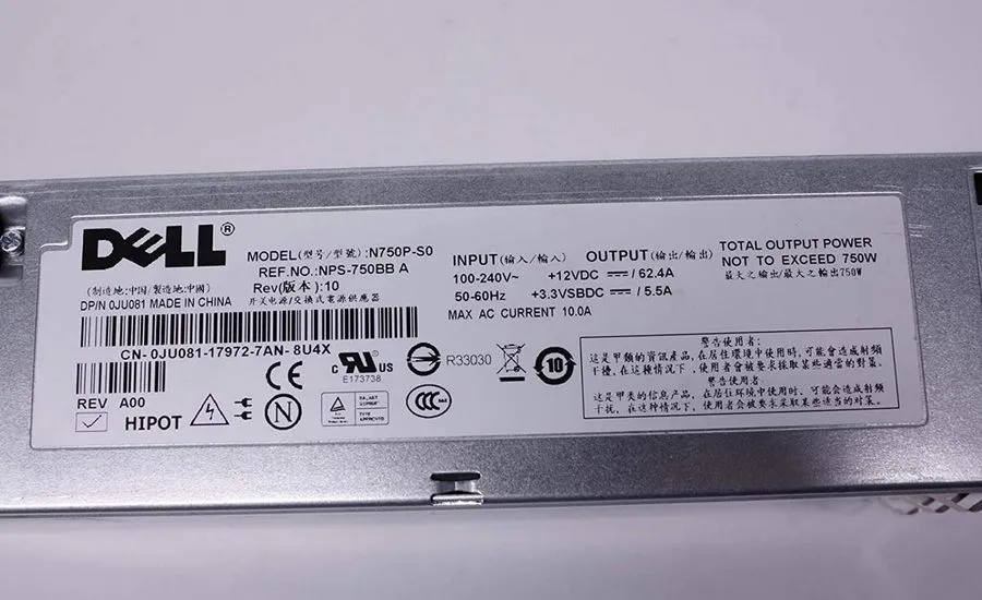 Запчасть для сервера Dell N750P-S0 Power Supplies 750W 0JU081