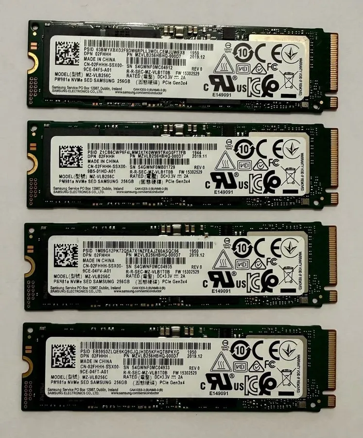 SSD-накопитель SAMSUNG PM981A PCIE NVME SSD SOLID STATE MZ-VLB256C 256GB 0NJ9VC — фото лота 1