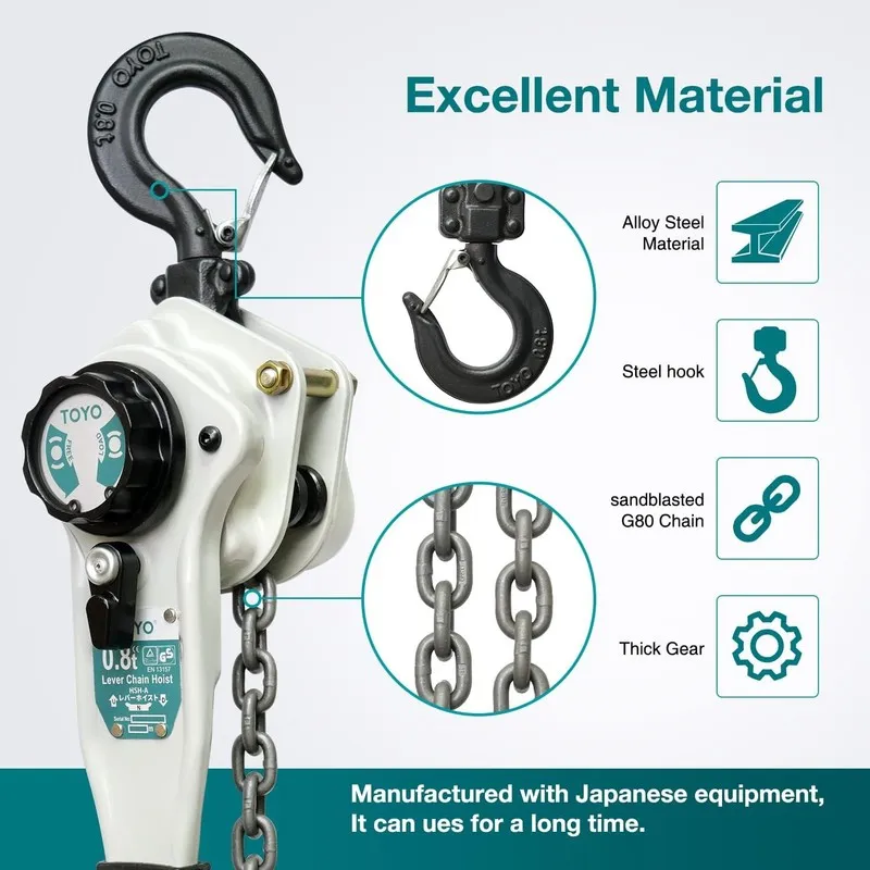 Таль TOYO Lever Chain Hoist 1750Lbs 10ft,Chain Come Along 0.8T 1750Lb 10Ft, Gray