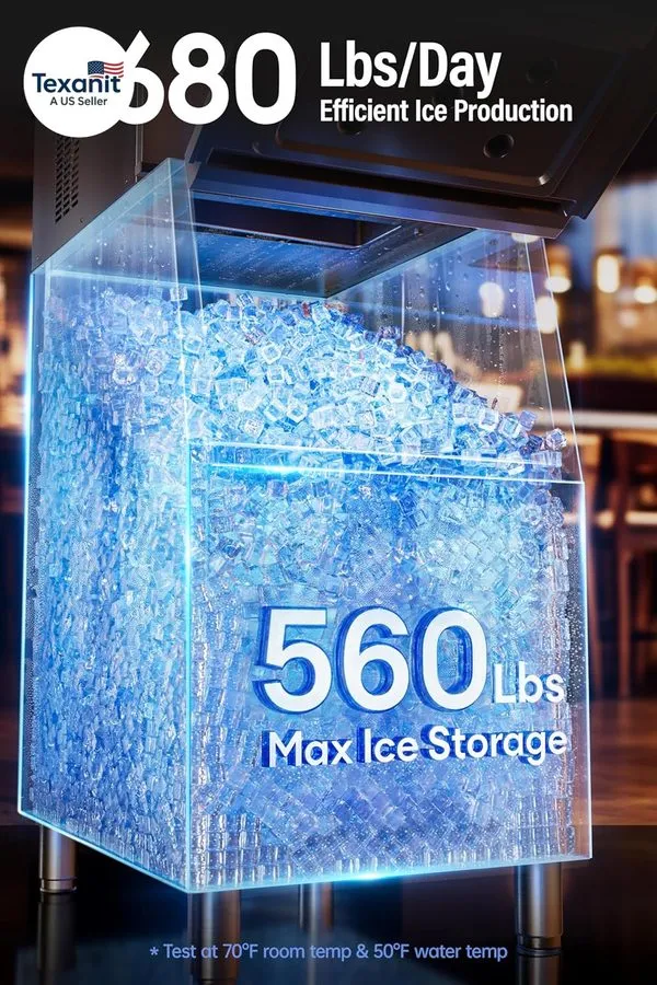 Льдогенератор Commercial Ice Maker Machine 680LBS/24H, 1200W Industrial Ice Mach