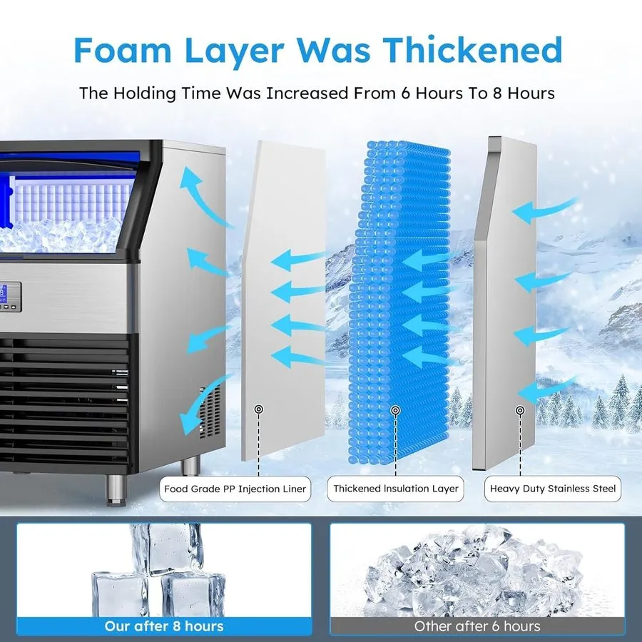 Льдогенератор Commercial Ice Maker Machine 450LBS/24H, Stainless Steel Undercoun — фото лота 4