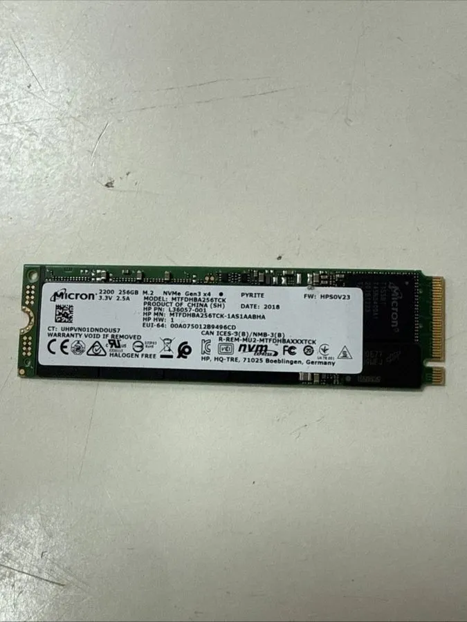 SSD-накопитель Micron 2200S 256GB M.2 2280 NVMe PCIe Gen3 x4 SSD MTFDHBA256TCK