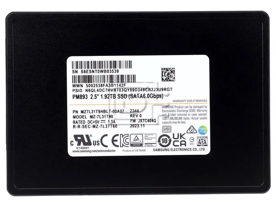 SSD-накопитель Samsung PM893 1.92TB SSD 2.5" SATA 6Gbps MZ-7L31T90 MZ7L31T9HBLT- — фото лота 1