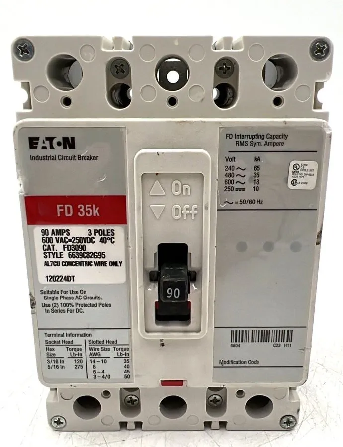 Автоматический выключатель Cutler Hammer FD3090 3 pole 90 amp 25kA@480v FD Circu