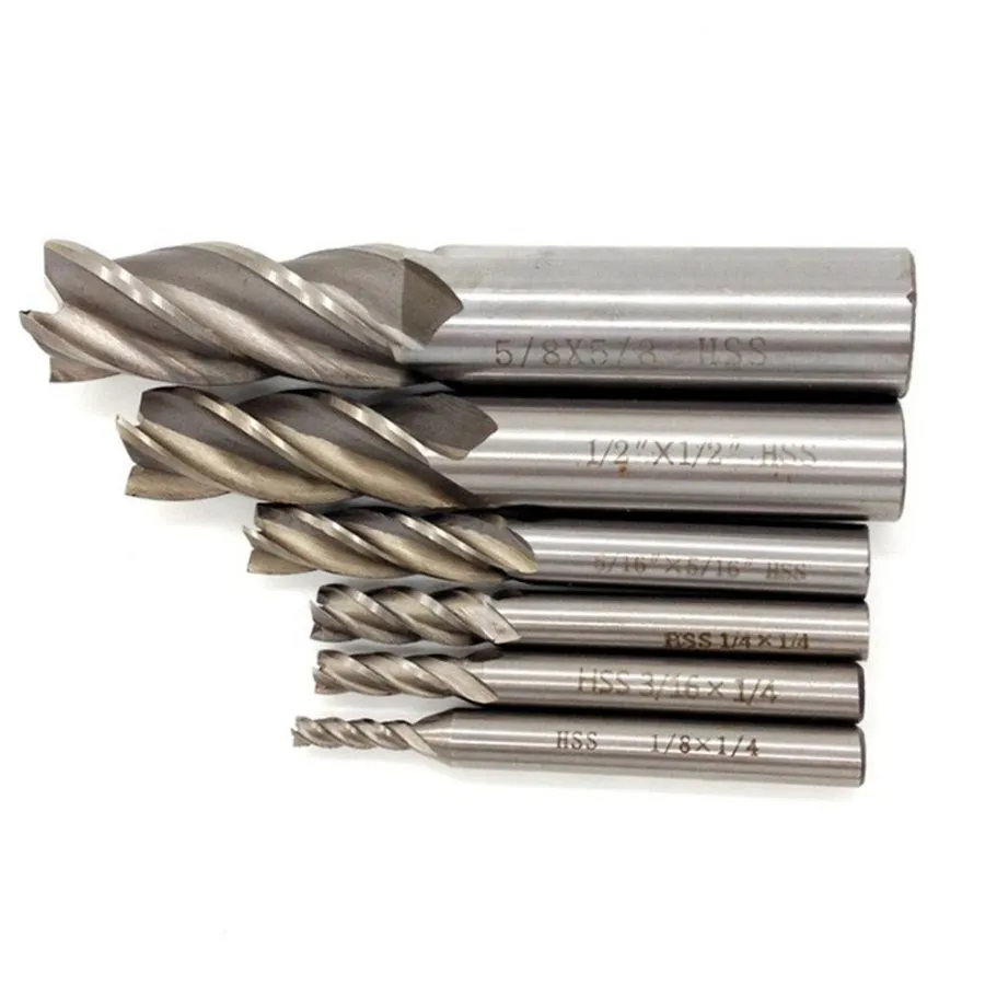 Режущий инструмент Set End Mill 4 Flute Milling Cutter HSS Straight Shank Drill  — фото лота 1
