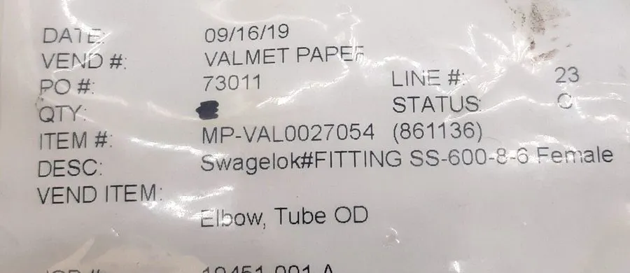 Фитинг Swagelok SS-600-8-6 Pneumatic Fitting Female Elbow