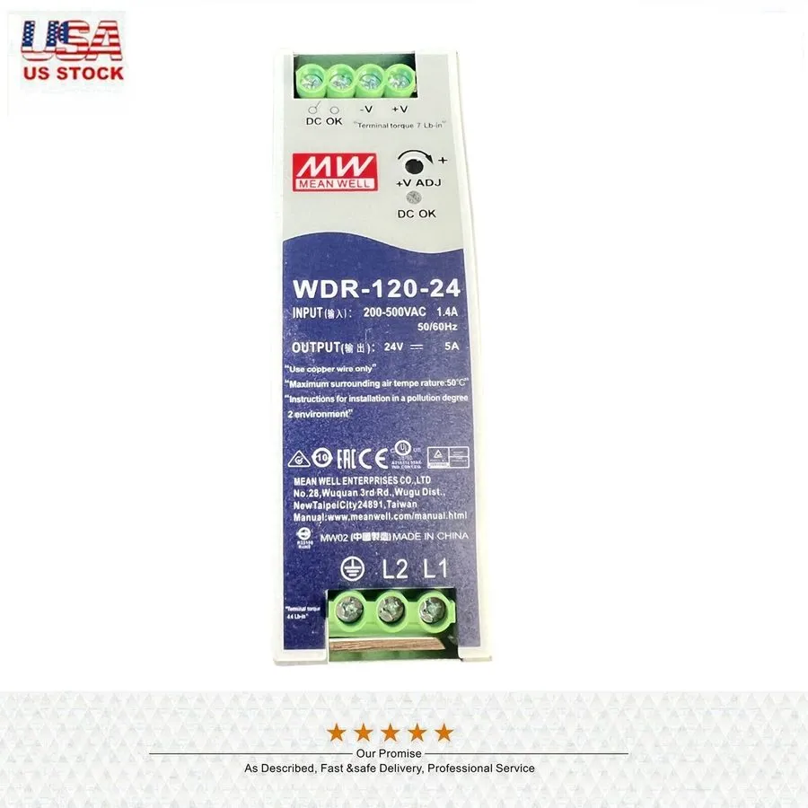 Блок питания MEAN WELL WDR-120-24 120W 24V 5A DIN Rail Power Supply 180-550VAC