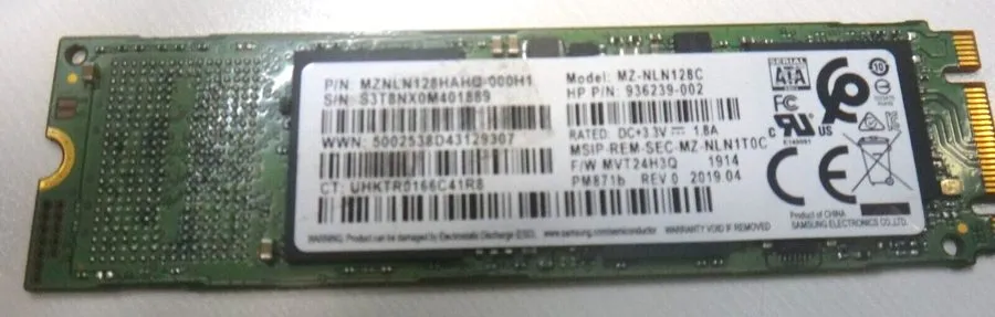SSD-накопитель Samsung PM871b 128GB SSD M.2 SATA 936239-001 MZNLN128HAHQ-000H1
