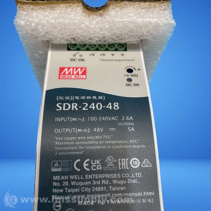 Блок питания SDR-240-48 Single Output Industrial Power Supply 240W 48V DIN Rail