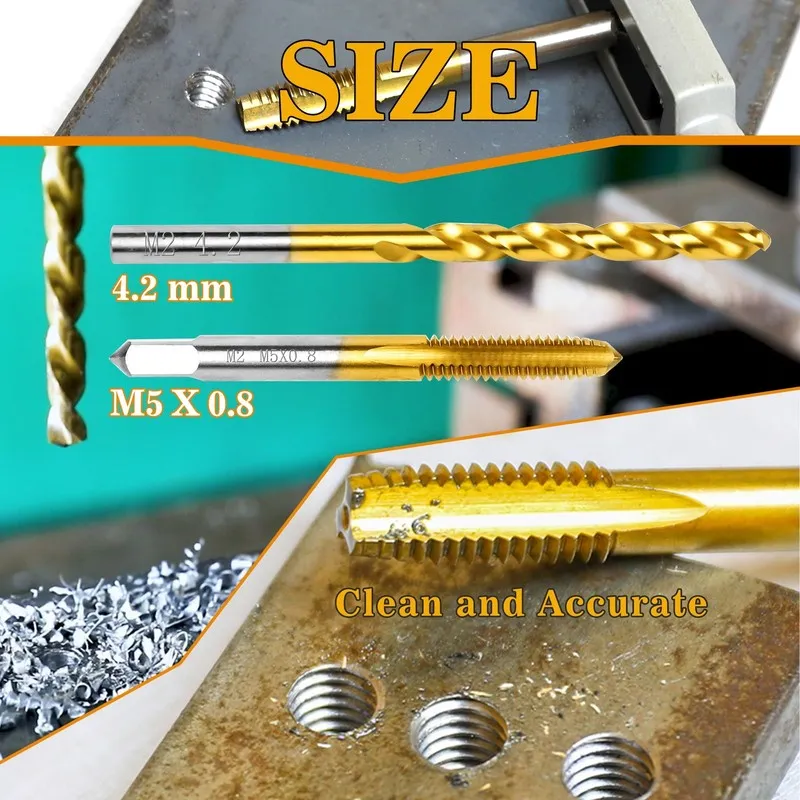 Режущий инструмент M5x0.8 Tap 4.2mm Drill Bit Kit M2 HSS Metric Drill Tap Set Me — фото лота 1