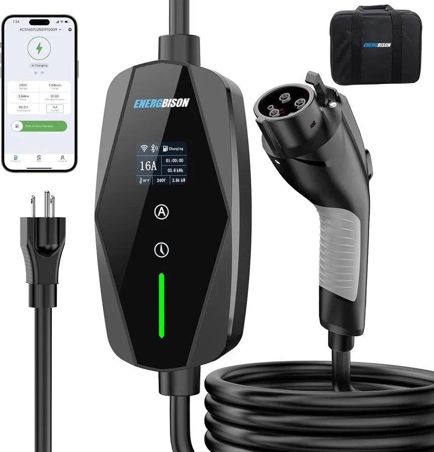 Аккумулятор 2026 Upgraded Level 1&2 Portable EV Charger, 8-16Amp Adjustable Curr