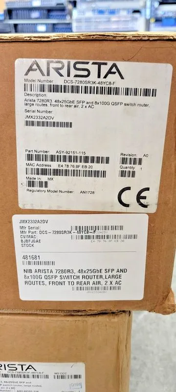 Коммутатор Arista DCS-7280SR3K-48YC8-F 48x Port 25Gbe 8x 100G 7280SR3 Dual AC