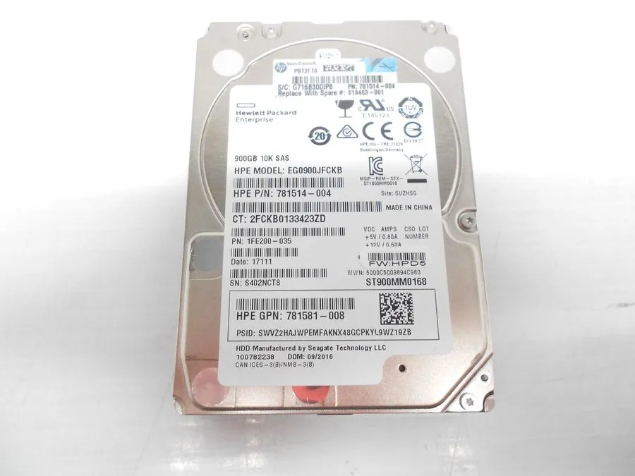 Жёсткий диск HPE EG0900JFCKB 900GB 10K SAS 2.5" HDD 781514-004 — фото лота 1