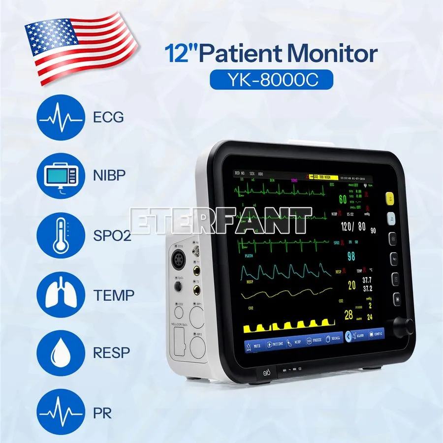 Электрокардиограф ETERFANT YK8000C 12 Inch Patient Monitor Vital Sign ECG/NIBP/S — фото лота 2