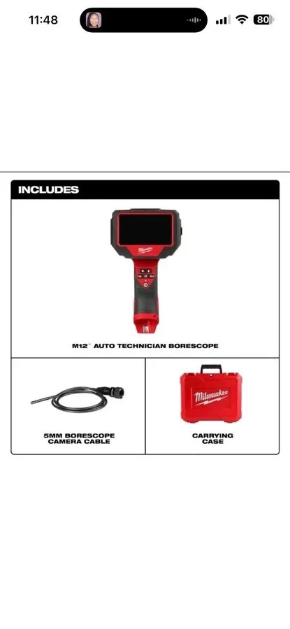Видеоэндоскоп Milwaukee 3150-20 M12™ Auto Technician Borescope (Tool Only)
