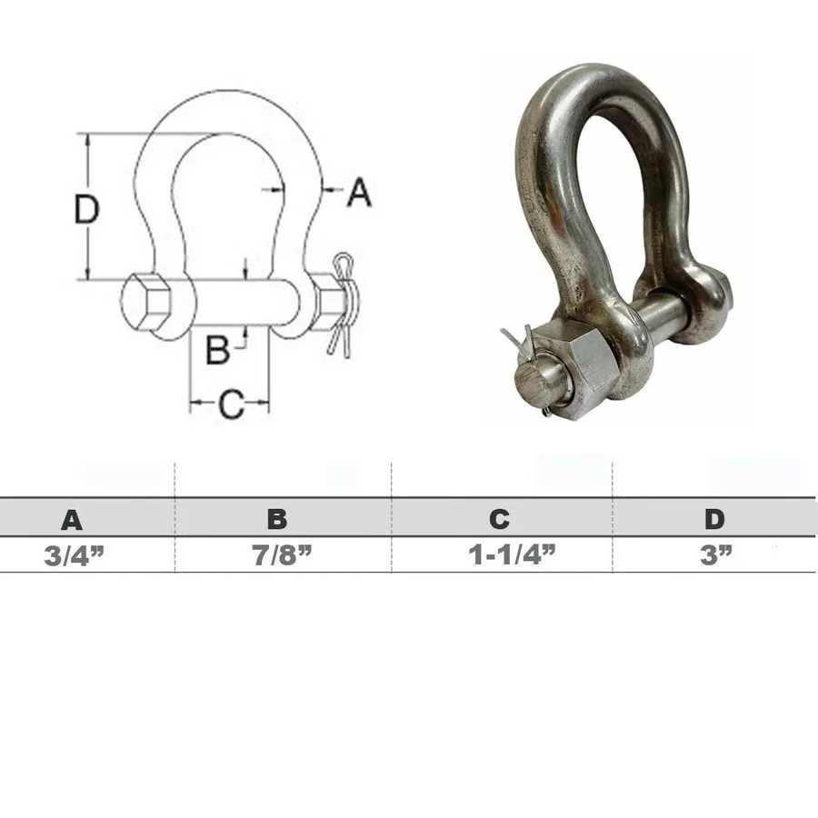 Складское оборудование 4Pc 3/4" 6000lb WLL Stainless Steel Drop Forged Mil-Spec