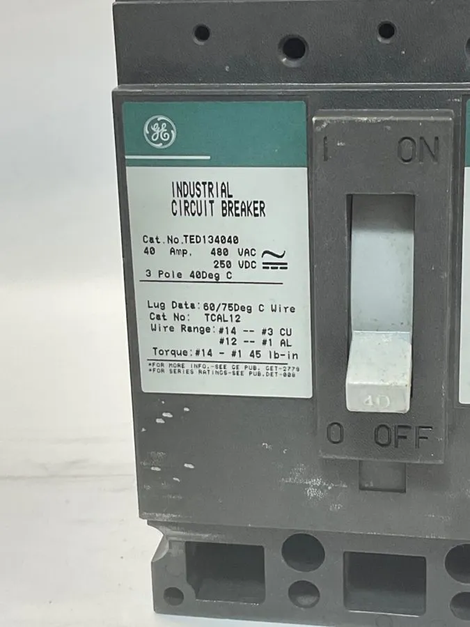 Автоматический выключатель GE Enclosed Circuit Breaker TED134040 40A 480V 3P 3R 
