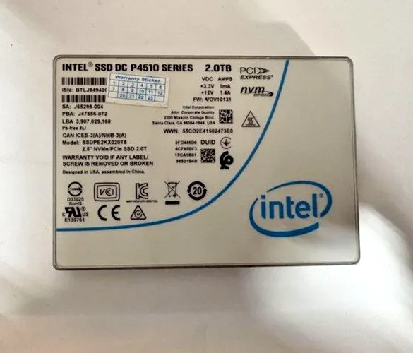 SSD-накопитель Intel P4510 2TB PCIe Gen3 x4 NVMe U.2 2.5" Enterprise SSD SSDPE2K