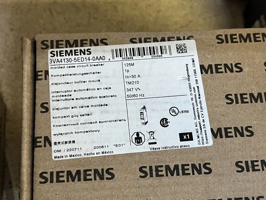 Автоматический выключатель Siemens 3VA4130-5ED14-0AA0 Circuit Breaker 30A 1P 347