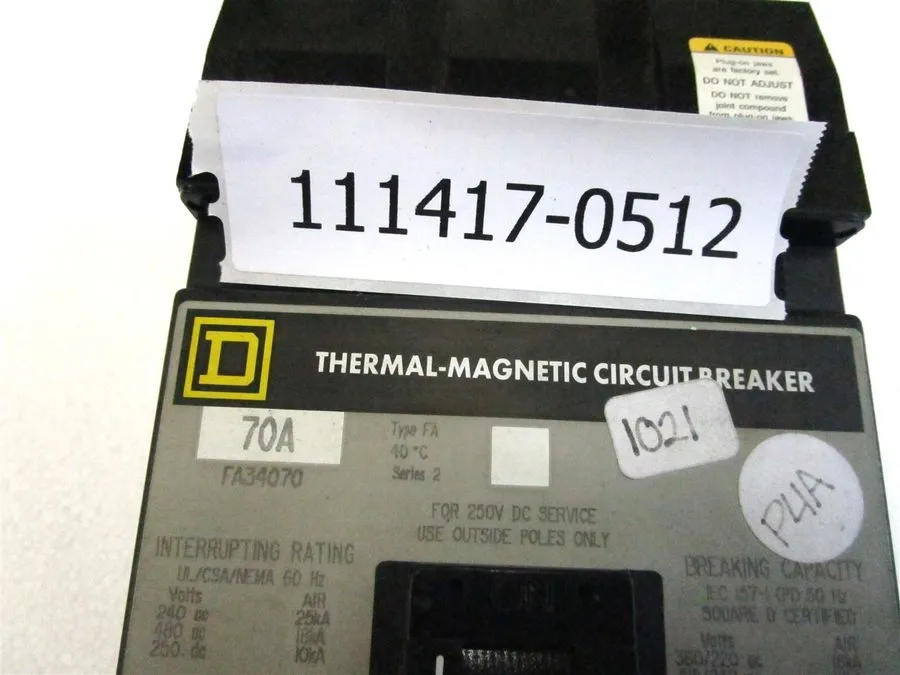 Автоматический выключатель Square D FA34070 Circuit Breaker 70A 3-Pole 480V SEE