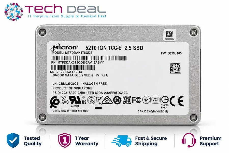 SSD-накопитель Lenovo MICRON 5210 ION 3.84TB SATA 6GB/S 2.5in 3840GB SSD MTFDDAK