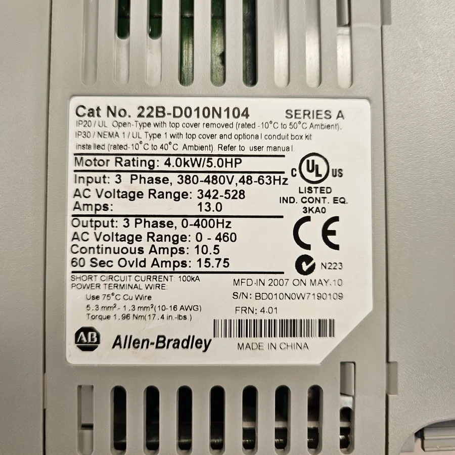 Частотный преобразователь Allen-Bradley 22B-D010N104 /A PowerFlex 40 AC Drive