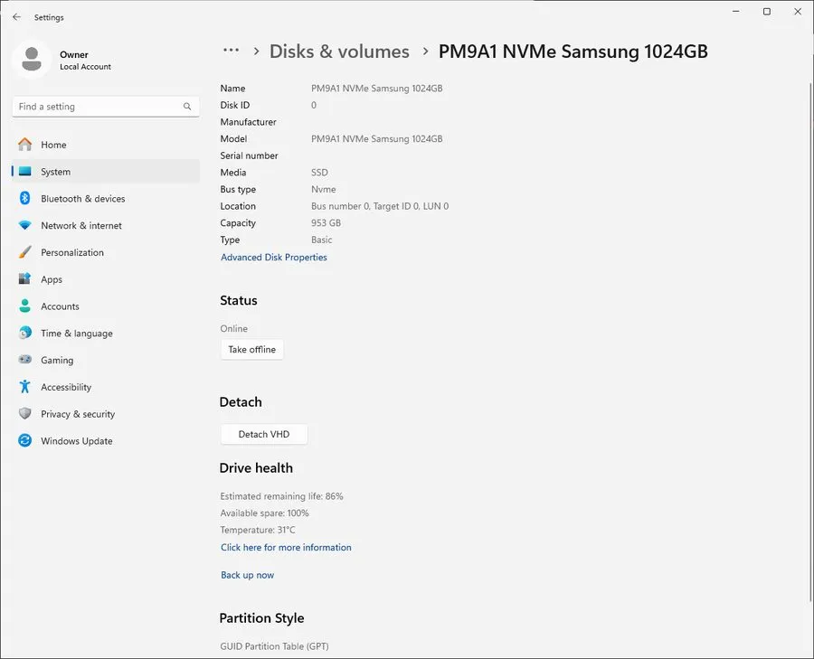 SSD-накопитель Samsung PM9A1 1TB NVMe M.2 PCIe Gen4x4 SSD MZ-VL21T0A High Speed  — фото лота 2