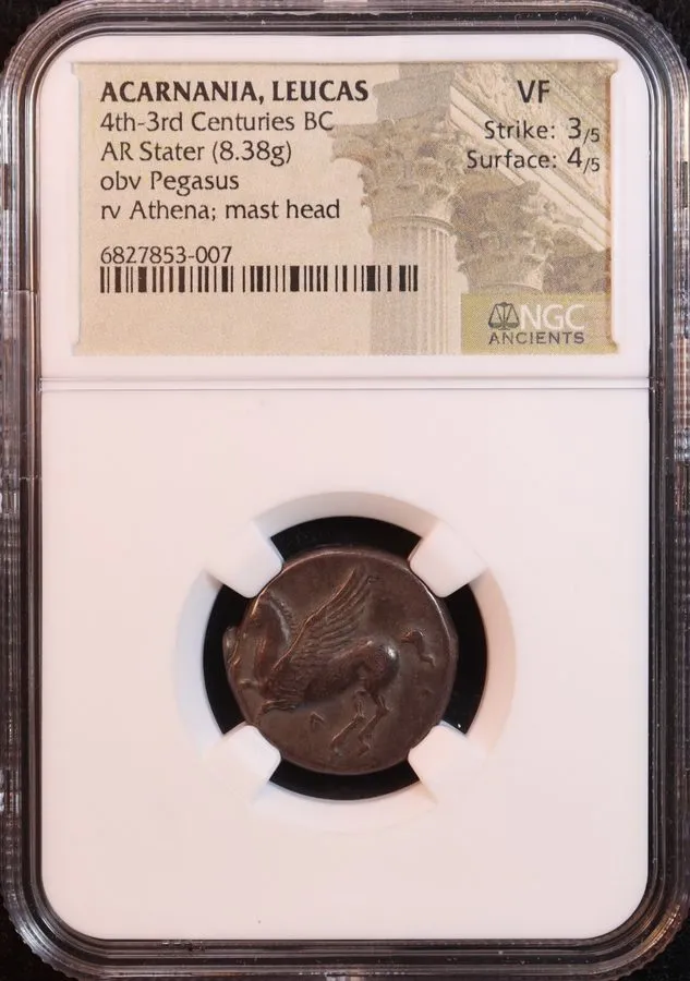 Лабораторный прибор Acarnania, Leucas AR Stater (4th-3rd Cent. BC) NGC VF! Rare