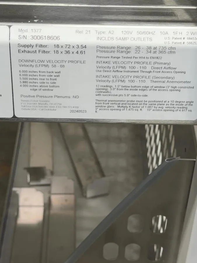Лабораторный шкаф Thermo Fisher Scientific 1377 Class II Type A2 Biosafety Cabin — фото лота 1