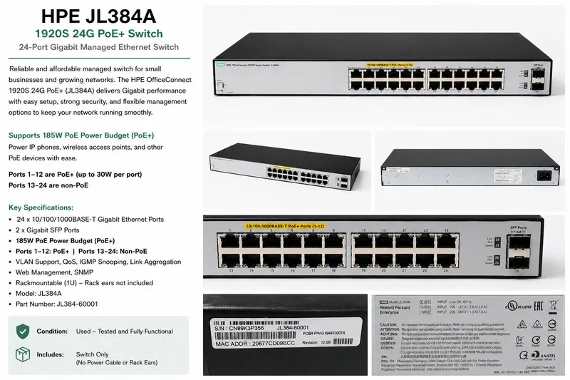 Коммутатор HPE OfficeConnect 1920S 24-Port Gigabit PoE+ Ethernet Switch 2SFP 185
