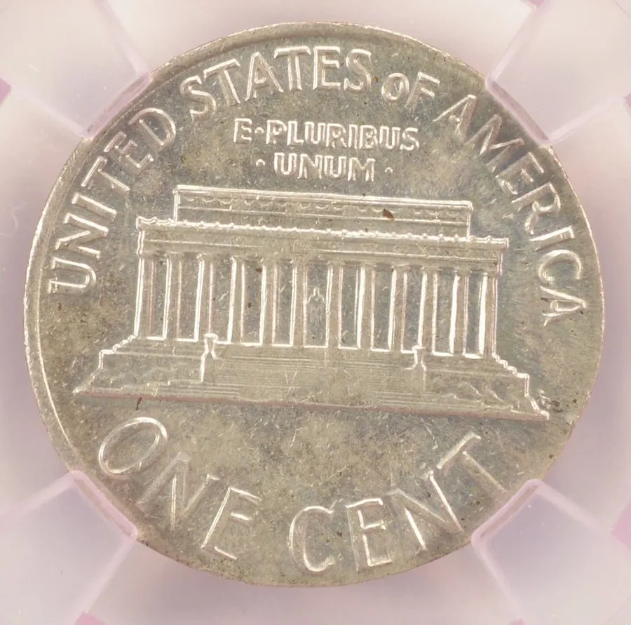 Лабораторный прибор 1961-D 1c Lincoln Cent Struck on Silver Dime Blank NGC MS63 — фото лота 1