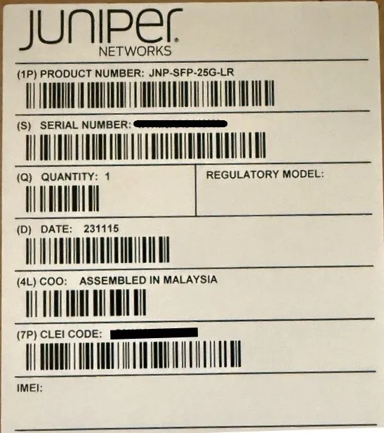 Трансивер Juniper JNP-SFP-25G-LR 740-071562 SFP28 25G LR 1310nm 10km LC SMF