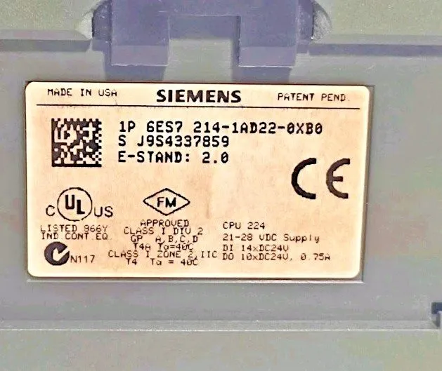 ПЛК Siemens 6ES7 214-1AD22-0XB0 SIMATIC S7-200 CPU 224 PLC Processor, 24VDC