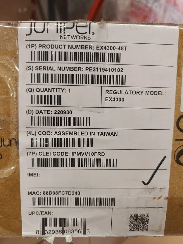 Коммутатор JUNIPER EX4300-48T 48-Port 10/100/1000BaseT PoE-plus 1x 350W AC PS