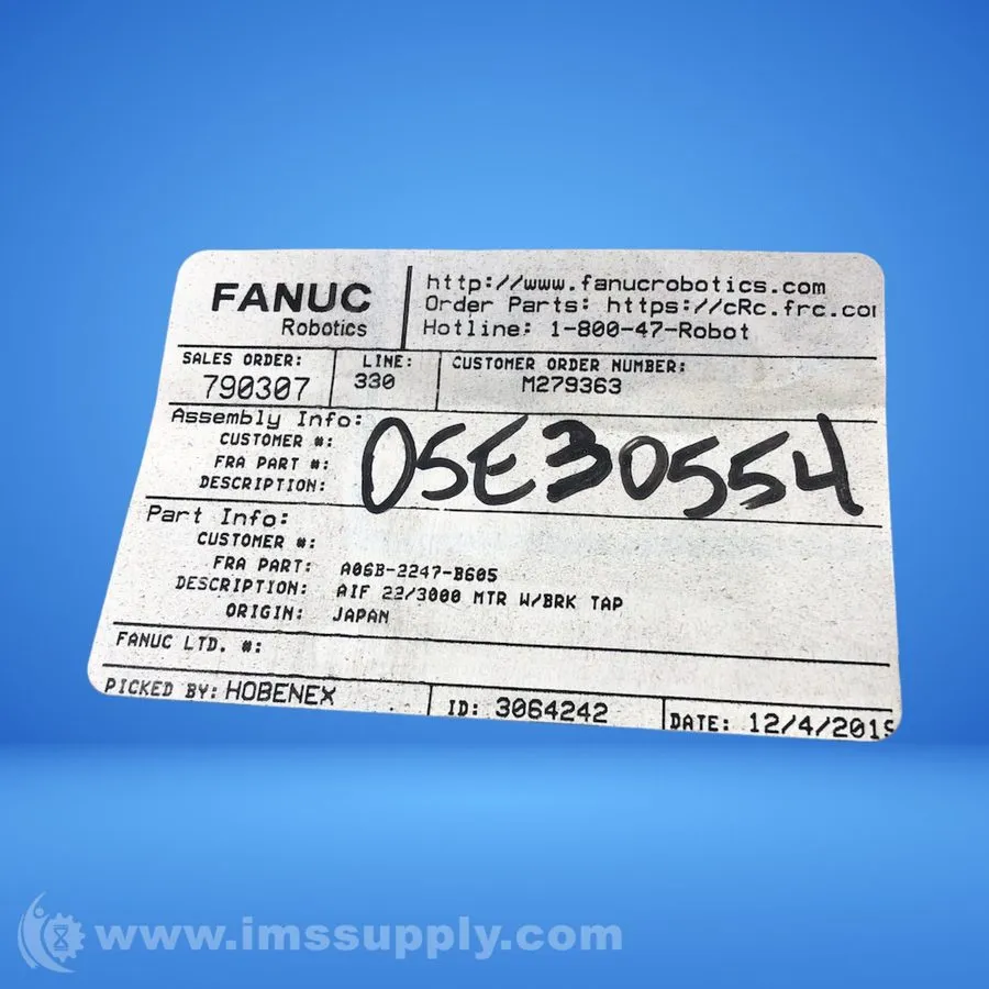 Серводвигатель FANUC AC SERVO MOTOR A06B-2247-B605 aiF 22/3000-B YEAR 2017