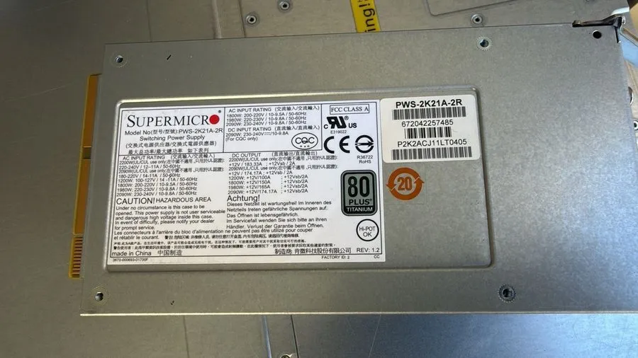 Блок питания Supermicro PWS-2K21A-2R 2200W 2U Redundant Power Supply