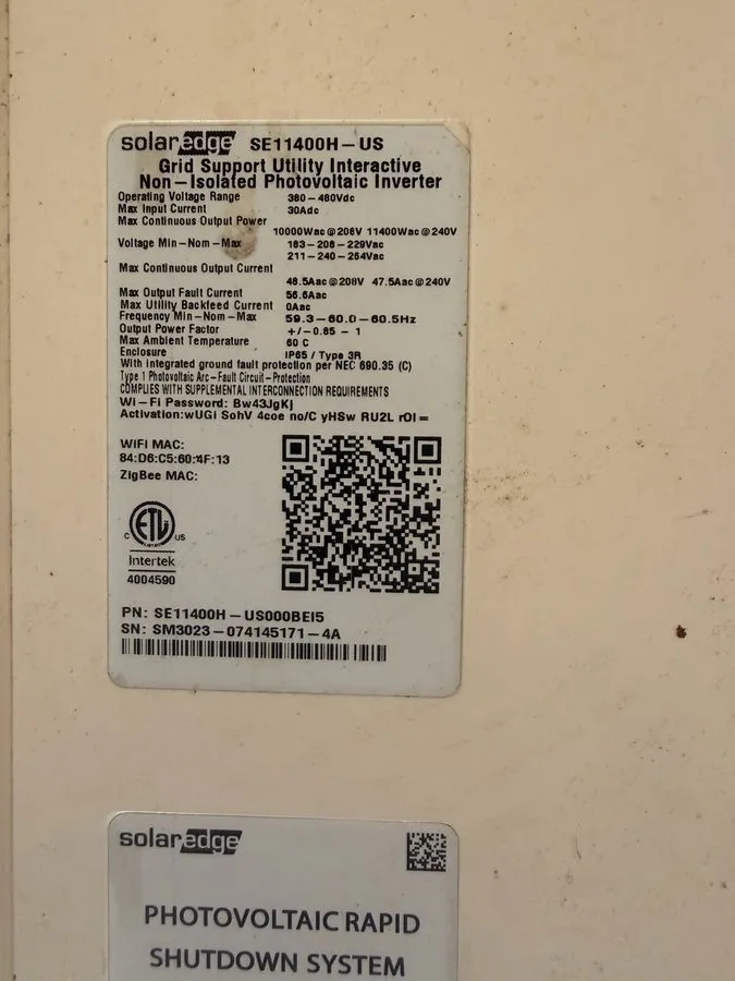 Инвертор SolarEdge HD-Wave SE11400H-US 11400W Grid-Tie Inverter DC Safety Switch