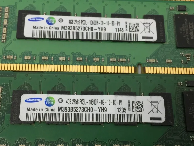 Модуль памяти Samsung 4GB RAM DDR3-1333 2Rx8 PC3L-10600R ECC REGISTERED M393B527