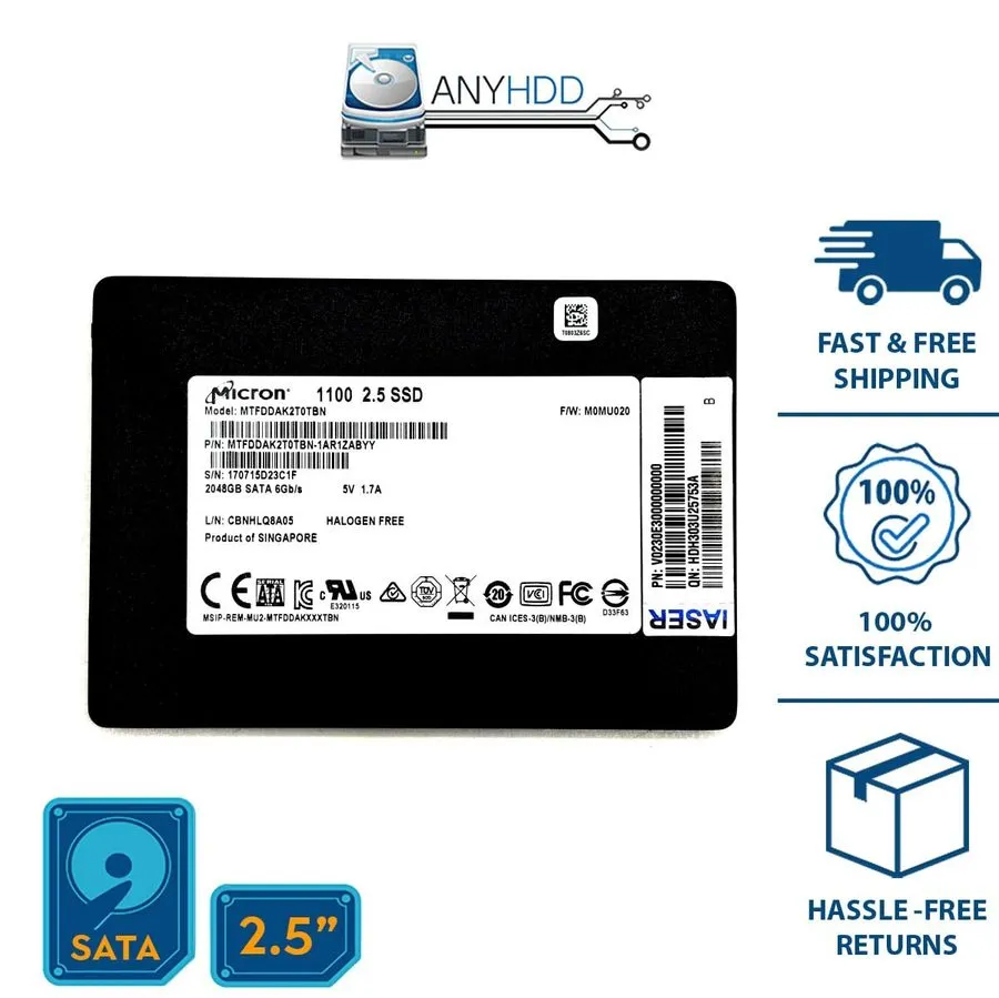 SSD-накопитель Micron 2TB SATA MTFDDAK2T0TBN 1100 SATA 6Gb/s SSD MTFDDAK2T0TBN-1