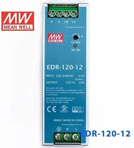 Блок питания Mean Well EDR-120-12 120W 12VDC 10A DIN Rail Switchmode Power Suppl