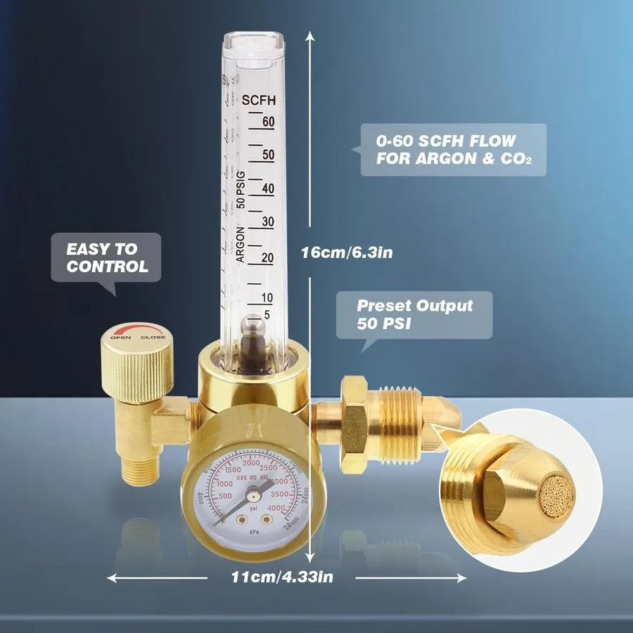 Расходомер Welder Dual Output Argon CO2 Gas Regulator Flowmeter 0-60CFH CGA580