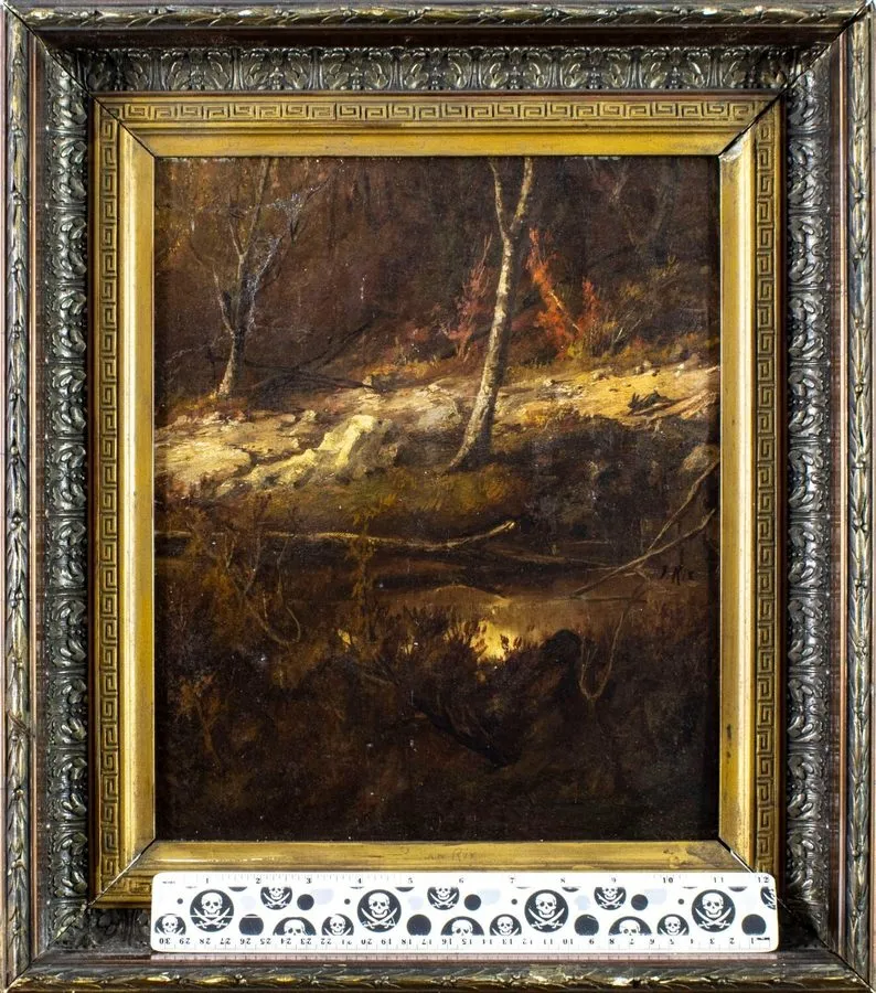 Лабораторный прибор ATTR Julian Rix (CA,VT,1850-1903) oil painting antique 12691 — фото лота 1
