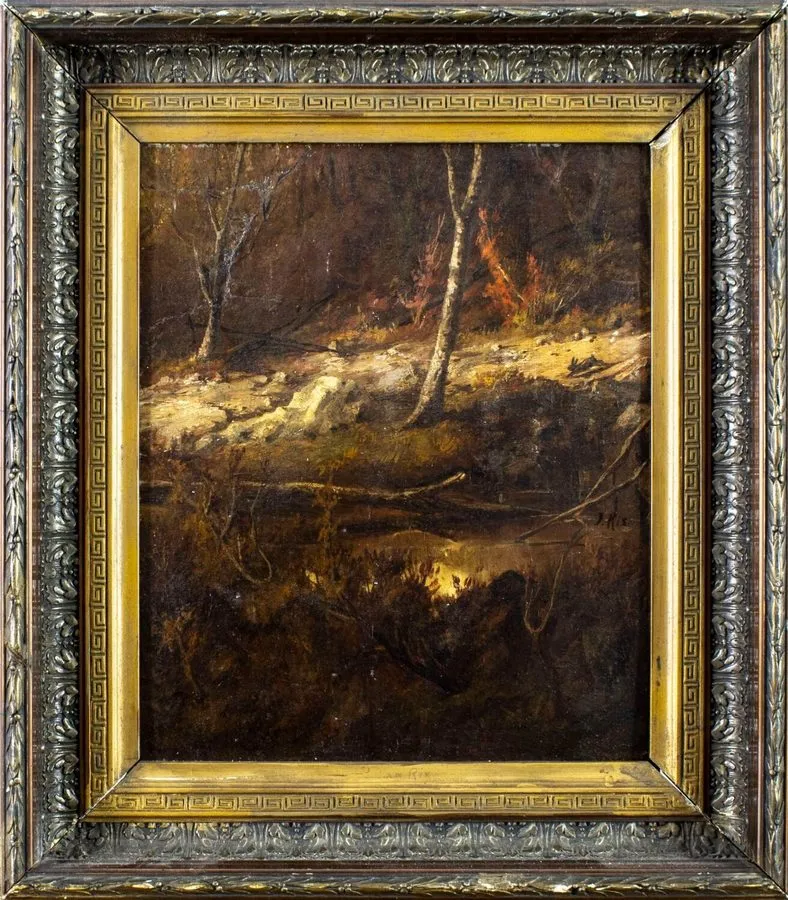 Лабораторный прибор ATTR Julian Rix (CA,VT,1850-1903) oil painting antique 12691 — фото лота 2