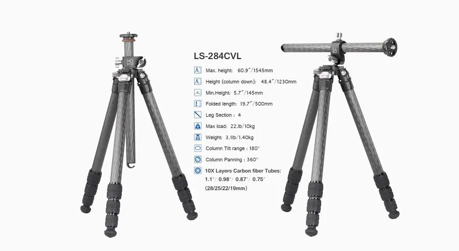 Оборудование видеонаблюдения Leofoto LS-284CVL Ranger Carbon Fiber Tripod with L
