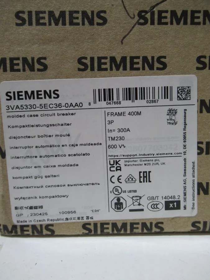 Автоматический выключатель Siemens 3VA5330-5EC36-0AA0 Circuit Breaker 300 Amp 60