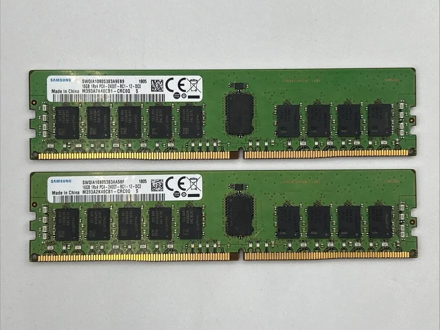 Модуль памяти Samsung 16GB 1Rx4 PC4-2400T-RC1-12-DC0 ECC REG Server Mem M393A2K4 — фото лота 1