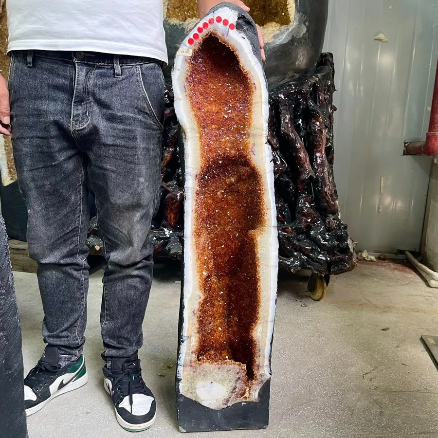 Лабораторный прибор 129.8LB TOP Natural citrine geode quartz crystal cluster cat