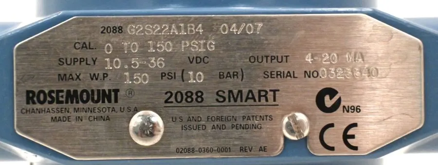 Датчик давления ROSEMOUNT 2088 SMART PRESSURE TRANSMITTER 2088G2S22A1B4